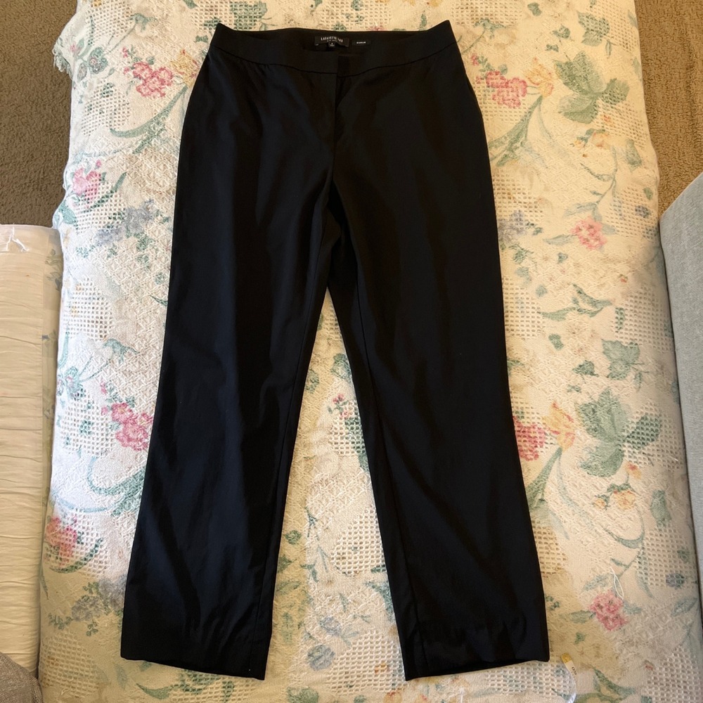 Lafayette 148 New York Barrow Black Virgin Wool Blend Straight Leg Pants Size 6